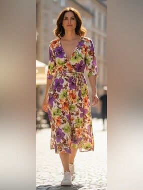 Floral Wrap Dress Size Small NWT